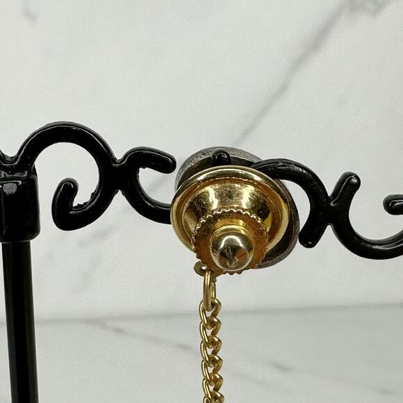 Vintage Sterling Silver Oval Lapel Tie Tack Pin - Picture 9 of 11